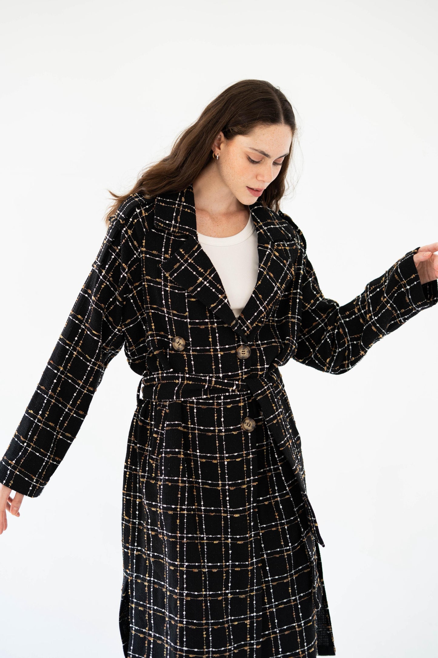 Cozy Check Coat -Black-Women