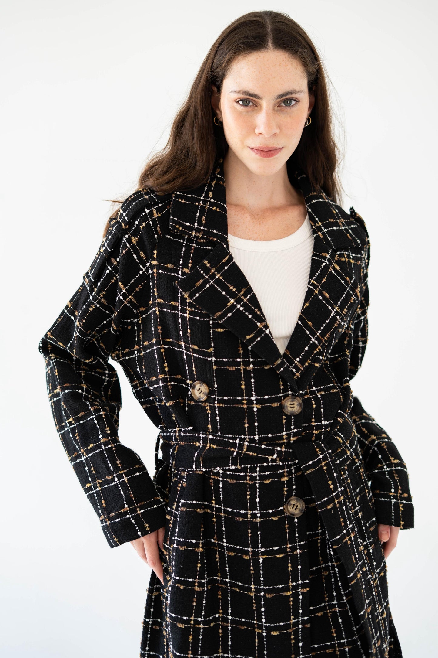 Cozy Check Coat -Black-Women