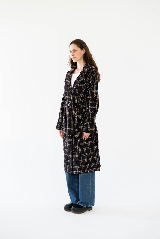 Cozy Check Coat -Black-Women