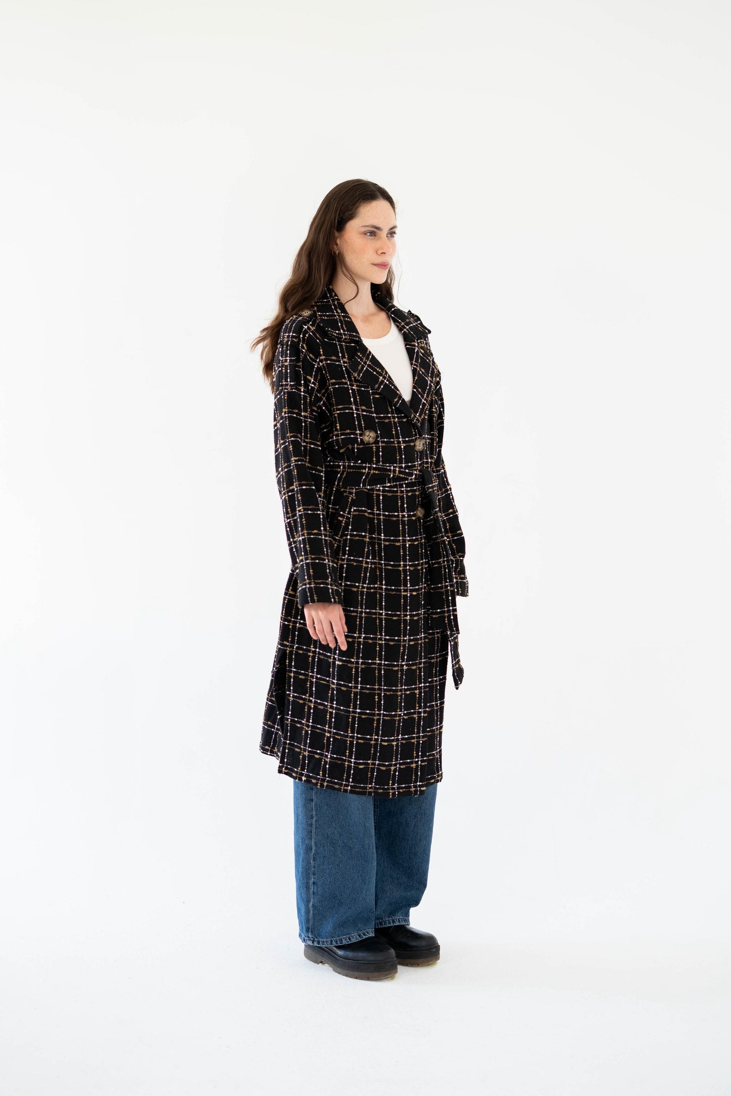 Cozy Check Coat -Black-Women