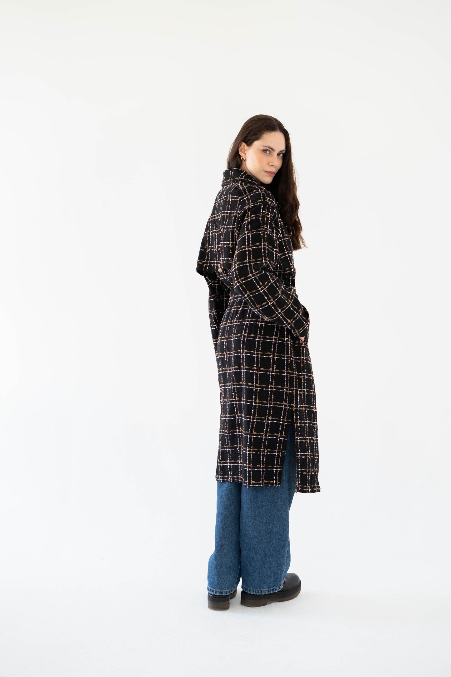 Cozy Check Coat -Black-Women