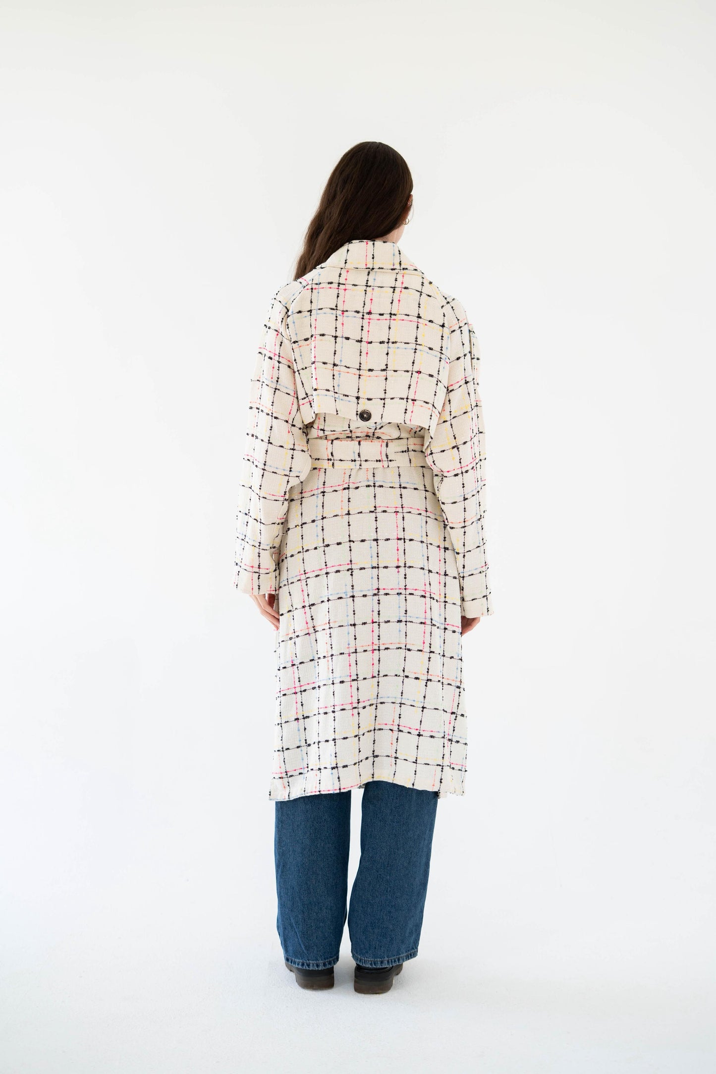 Cozy Check Coat -White-Women