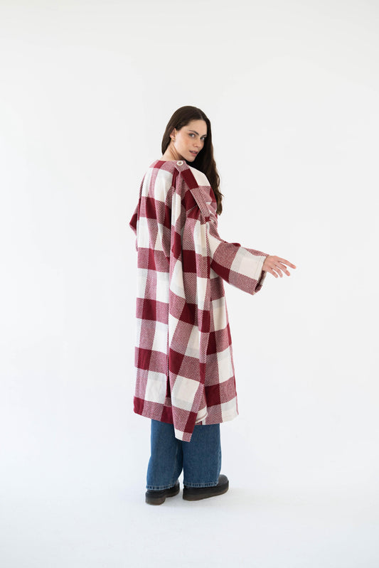 Lina Scarfed Coat- Women-Maroon