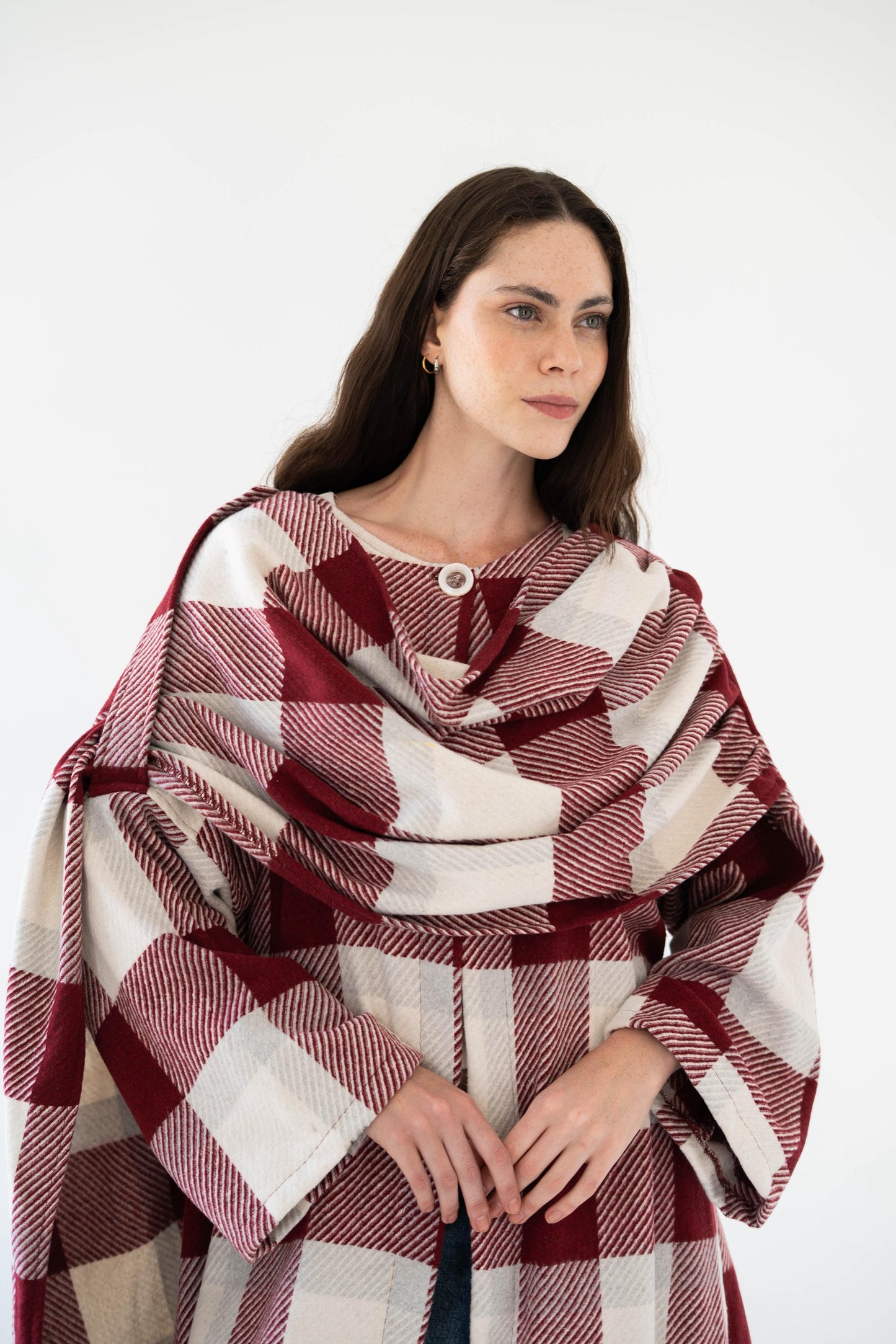 Lina Scarfed Coat- Women-Maroon