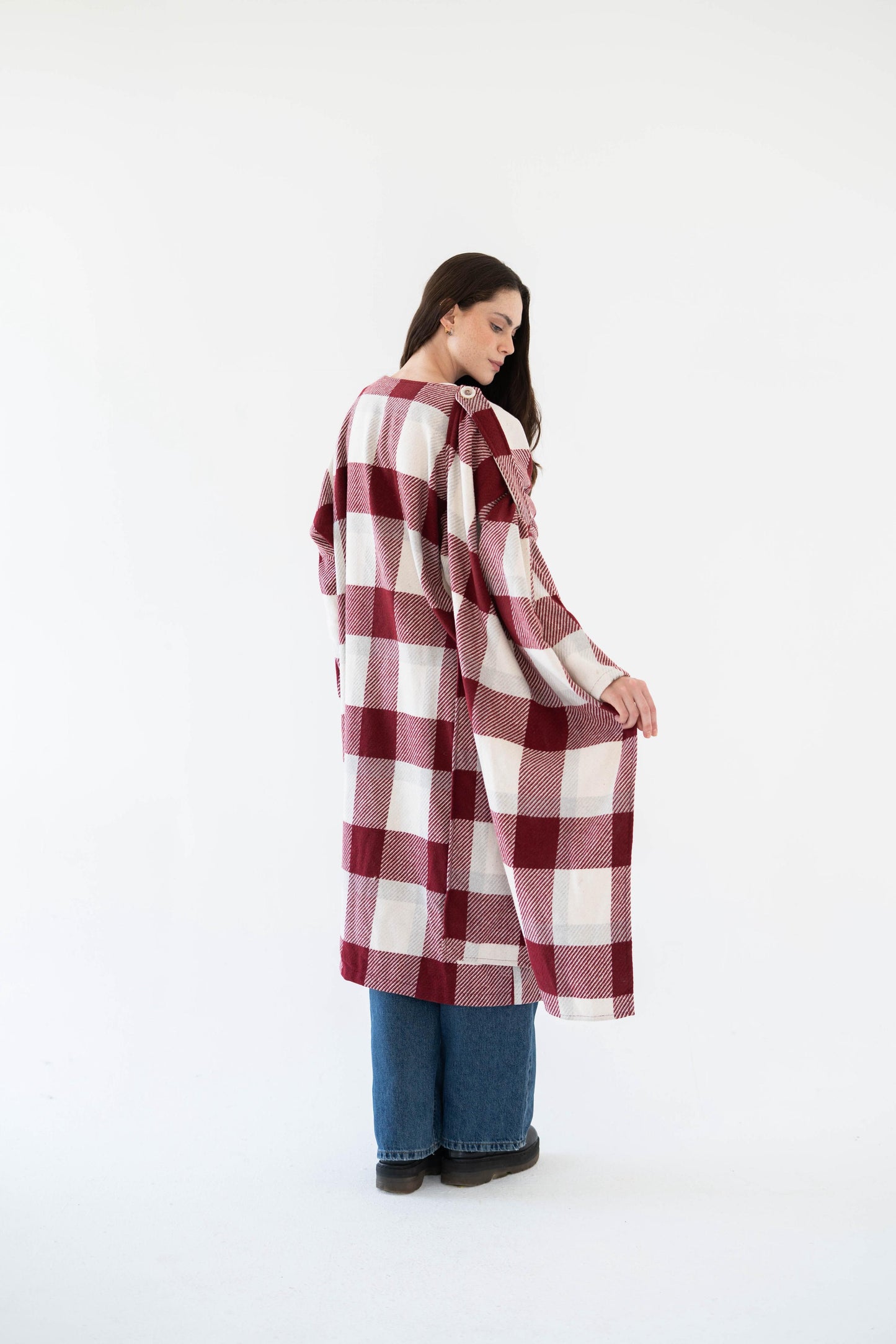 Lina Scarfed Coat- Women-Maroon