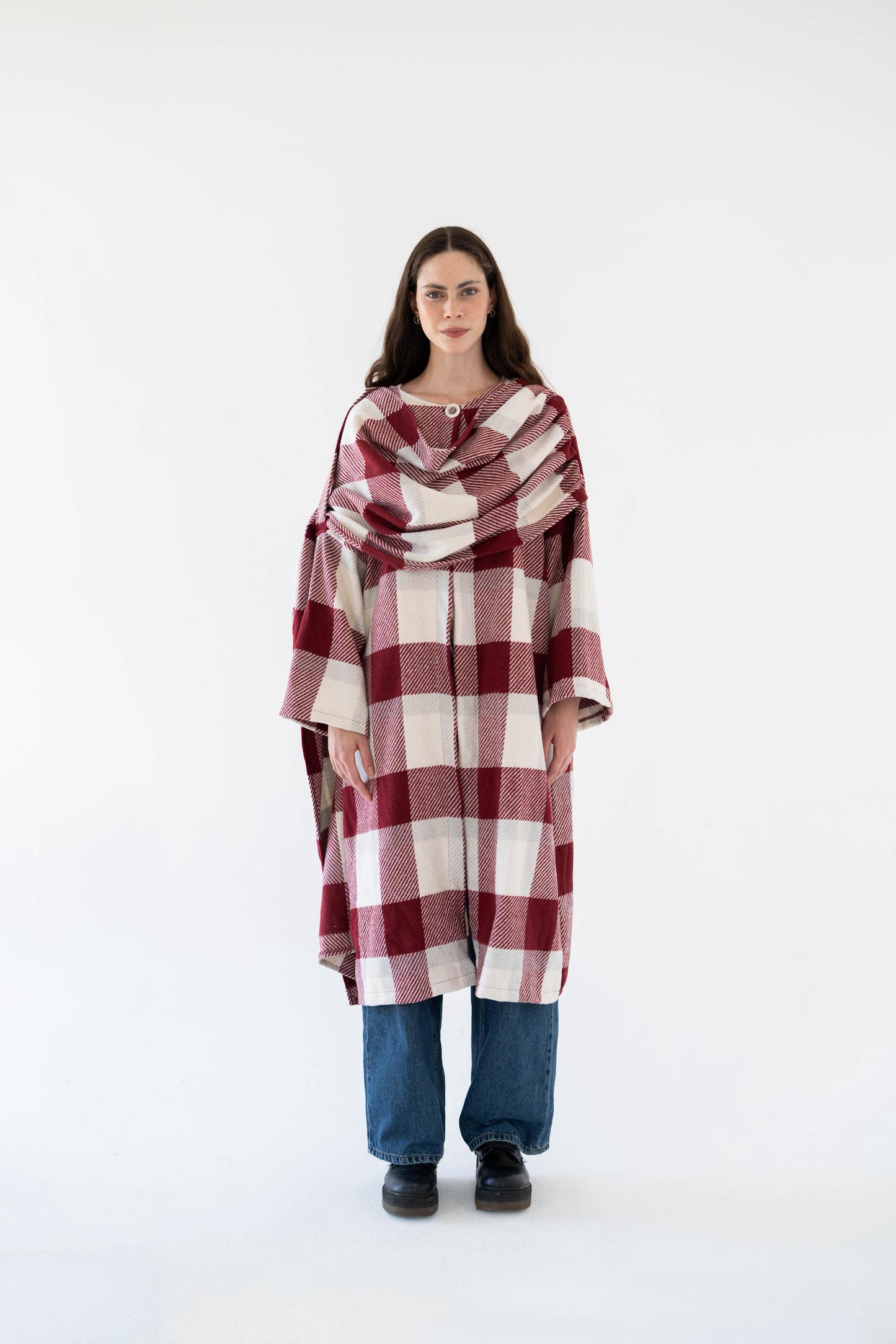 Lina Scarfed Coat- Women-Maroon