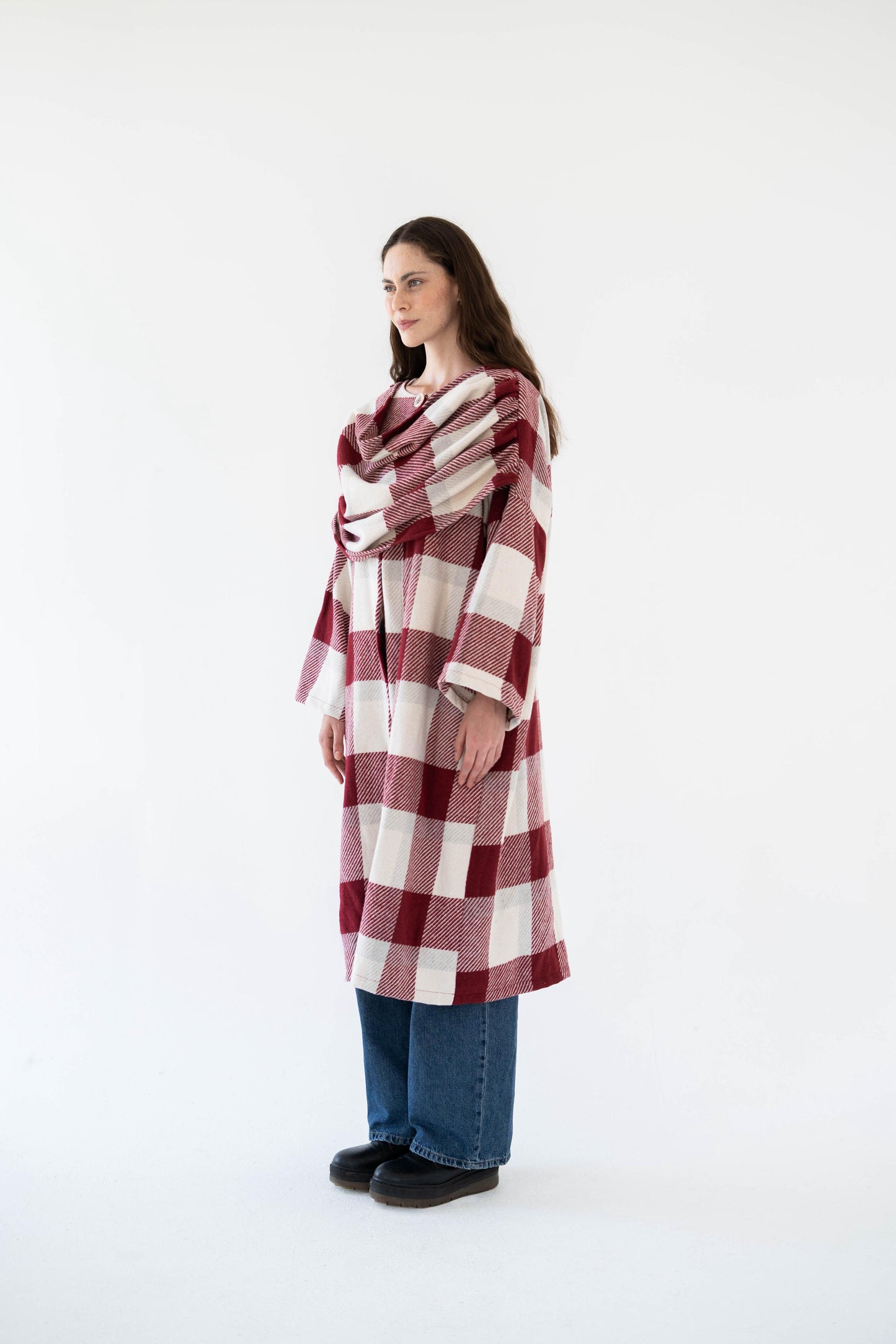 Lina Scarfed Coat- Women-Maroon