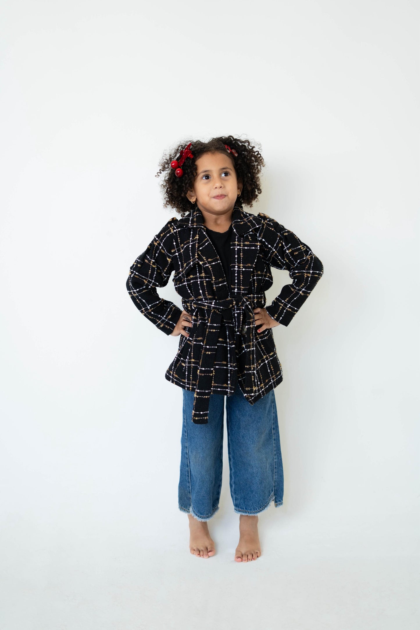 Cozy Check Coat (Kids) -Black