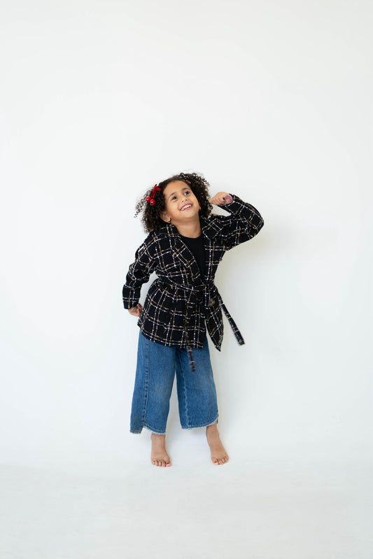 Cozy Check Coat (Kids) -Black
