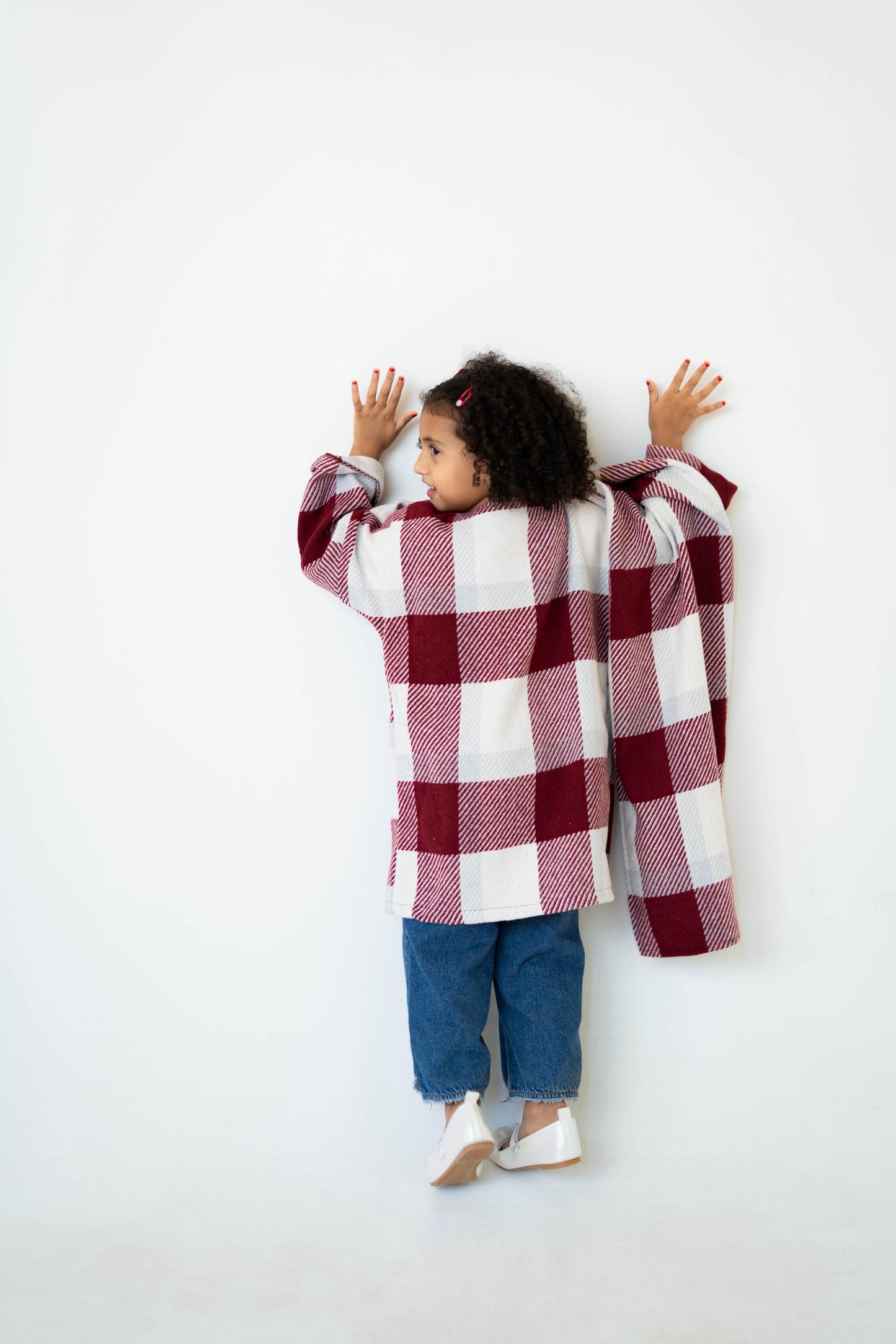 Lina Scarfed Coat – Kids-Maroon