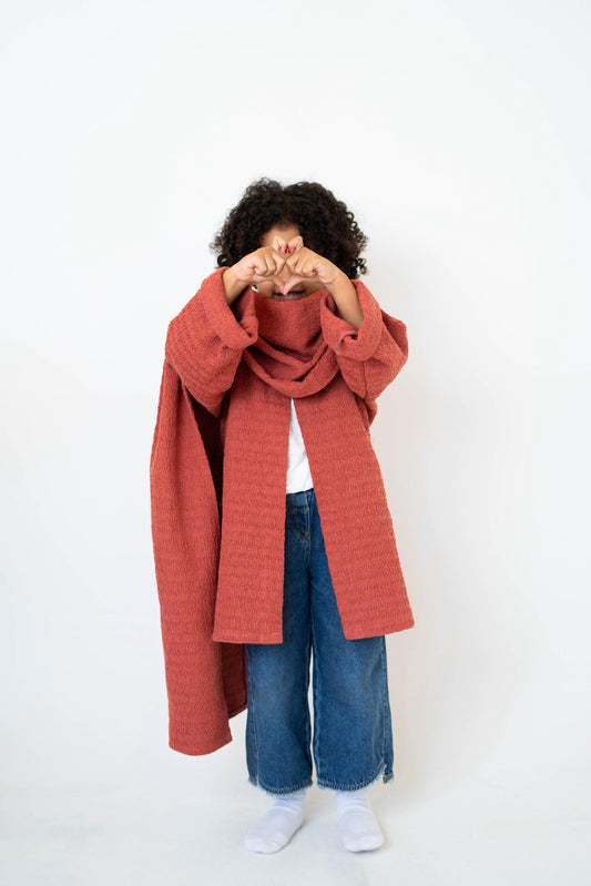 Lina Scarfed Coat – Kids-Rust