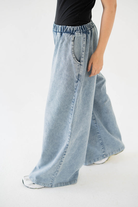 Essential Wide-Leg Denim- Light Blue
