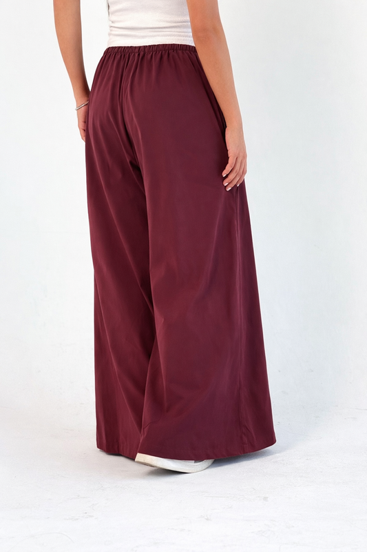 To-Go Summer Wide Leg Pants- Burgandy
