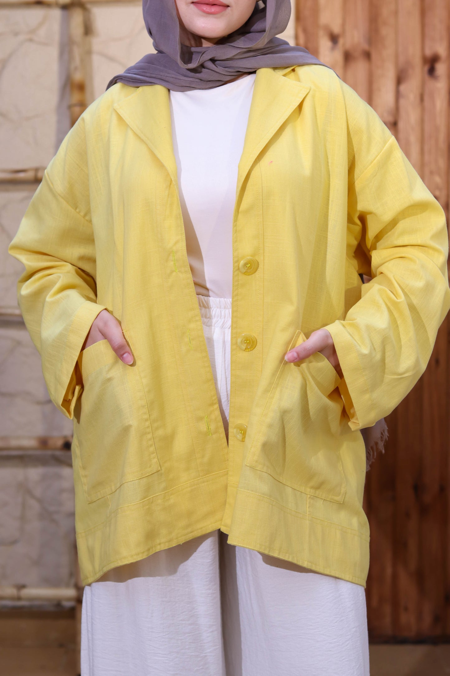 Pure Linen Jacket for Every Occasion-butter yellow