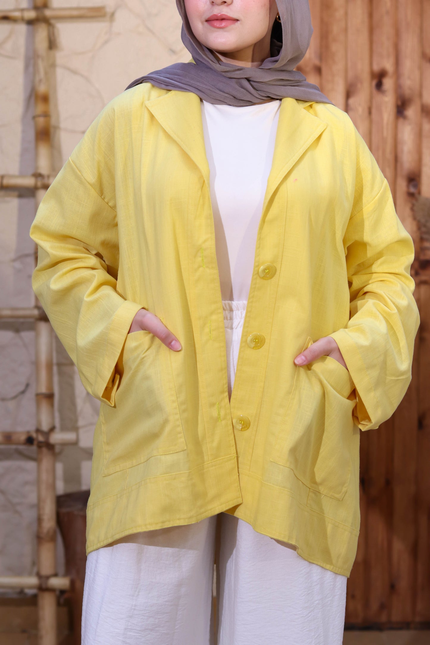 Pure Linen Jacket for Every Occasion-butter yellow