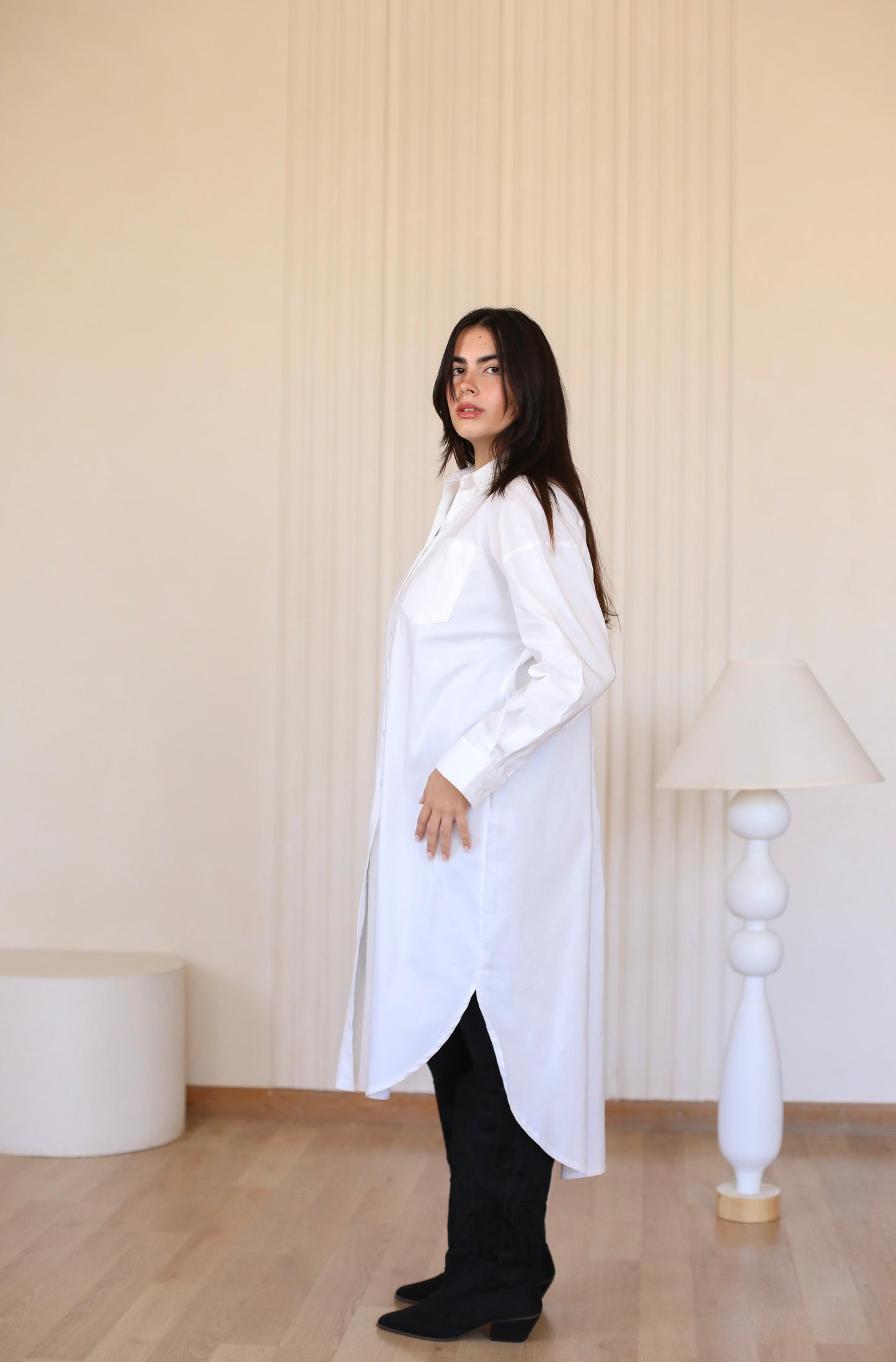 High low white shirt