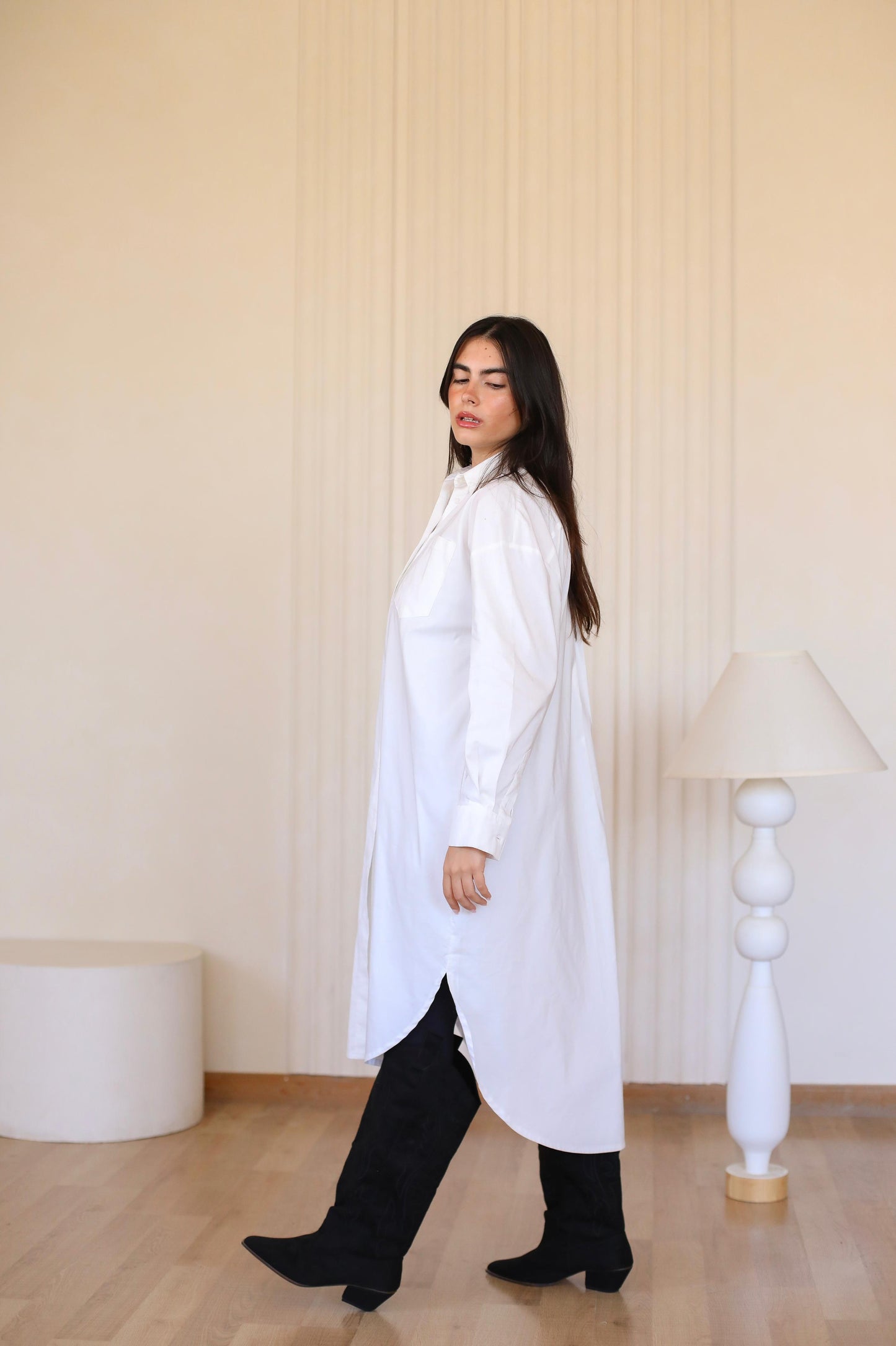 High low white shirt