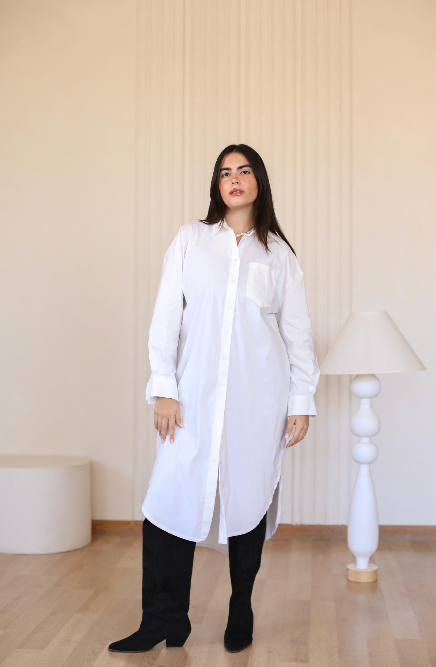 High low white shirt