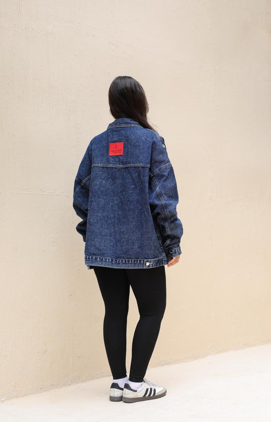 Studs Denim Jacket-Dark Blue