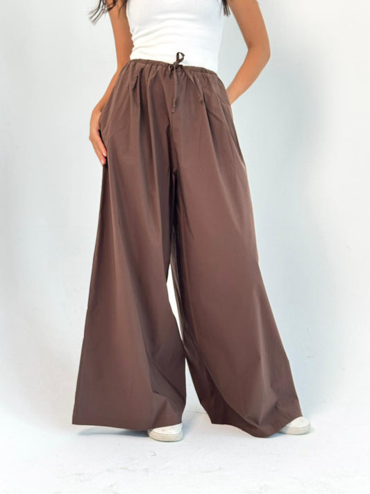 To-Go Summer Wide Leg Pants- Brown