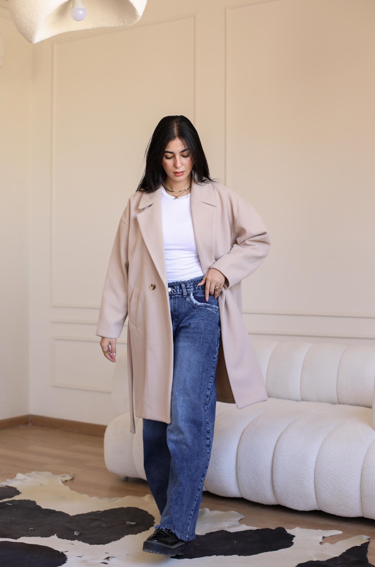 Heavy Padded Coat in Biege