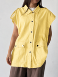 Oversized Long Cargo Vest - Yellow