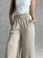 To-Go Summer Wide-Leg Linen Pants-Biege