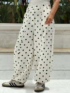 Polka Balloon Pants-White X Black