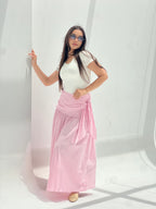 Side Tie Maxi Skirt-Pink