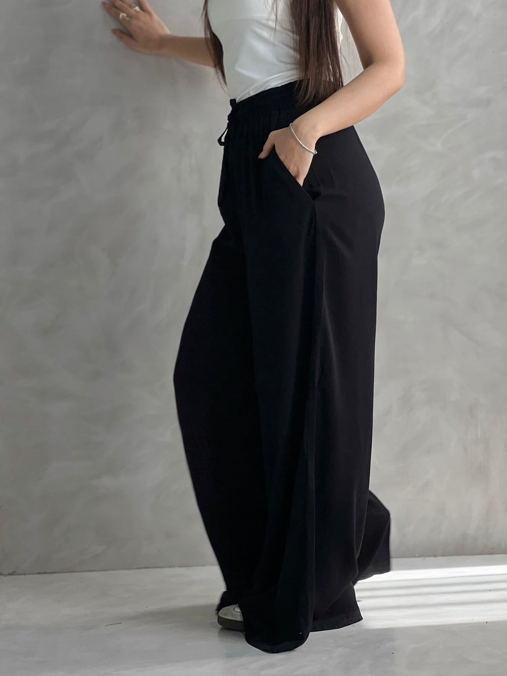 To-Go Summer Wide-Leg Linen Pants- Black