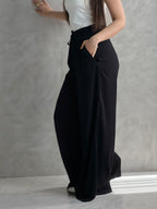 To-Go Summer Wide-Leg Linen Pants- Black