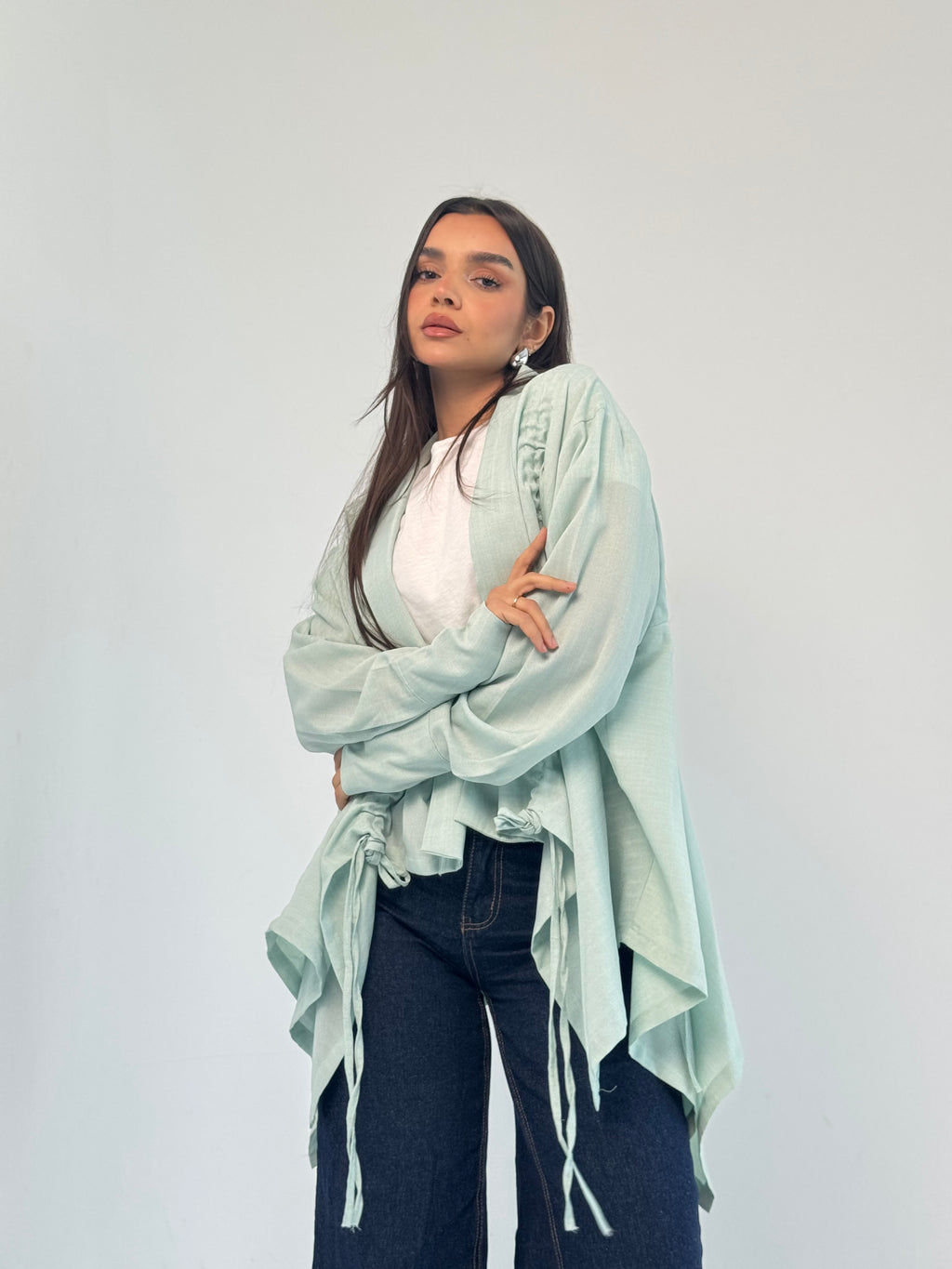 Fingers Linen Kimono- Mint
