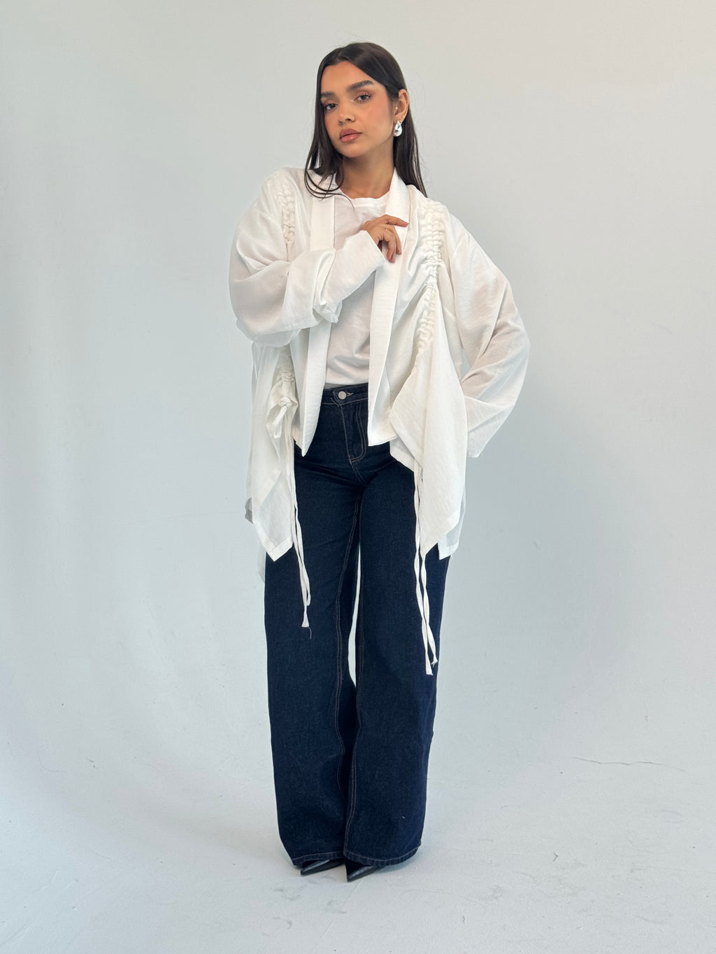 Fingers Linen Kimono- white