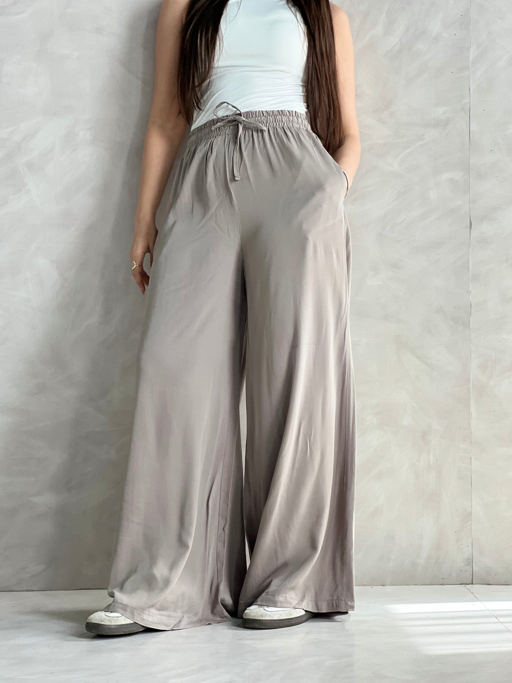 To-Go Summer Wide-Leg Linen Pants-Grey
