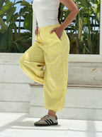 Polka Balloon Pants-White X Yellow