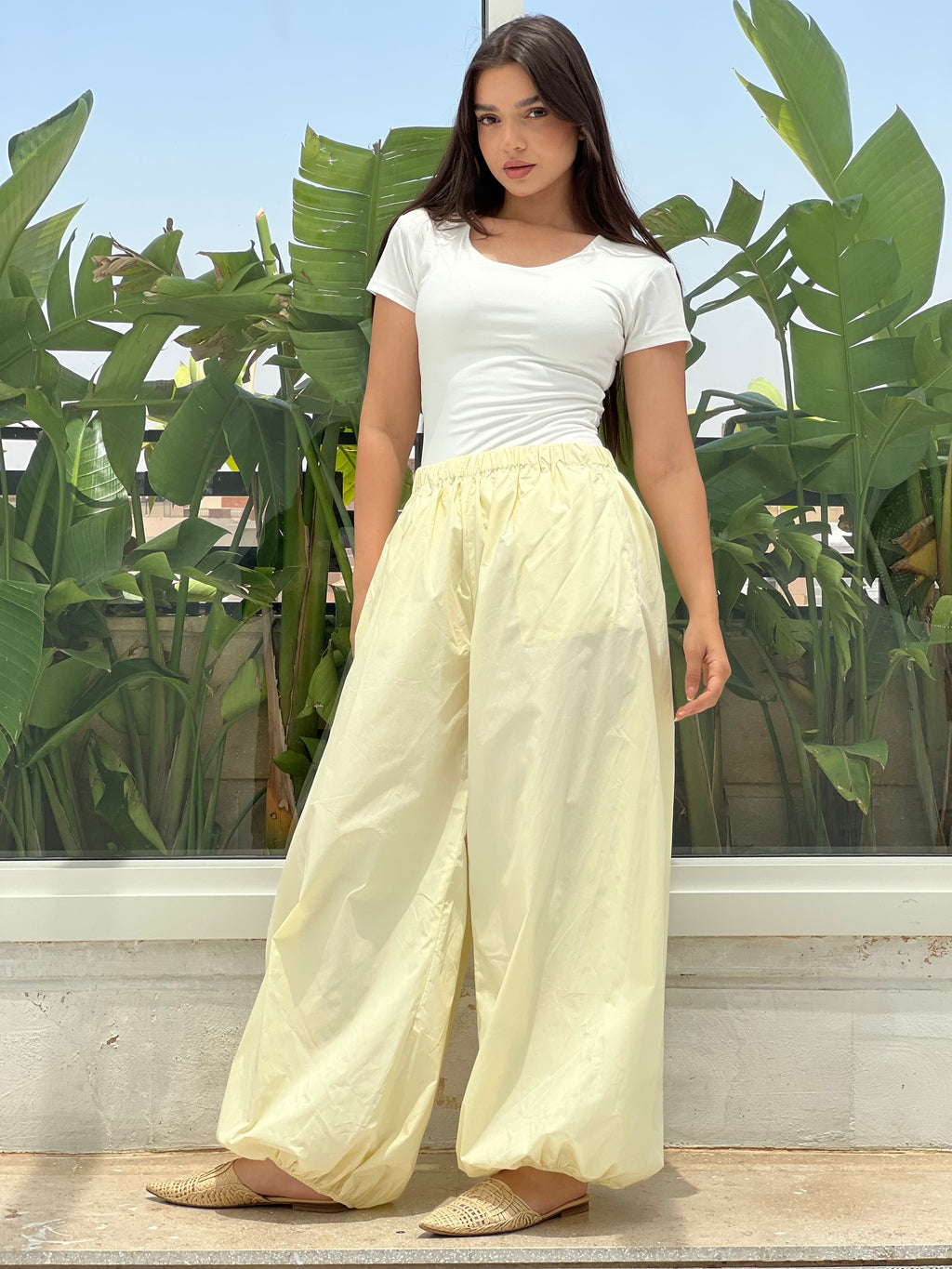 Oversized Balloon Pants-Yellow