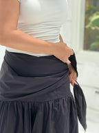 Side Tie Maxi Skirt-Black