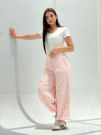 Polka Balloon Pants-White X Pink