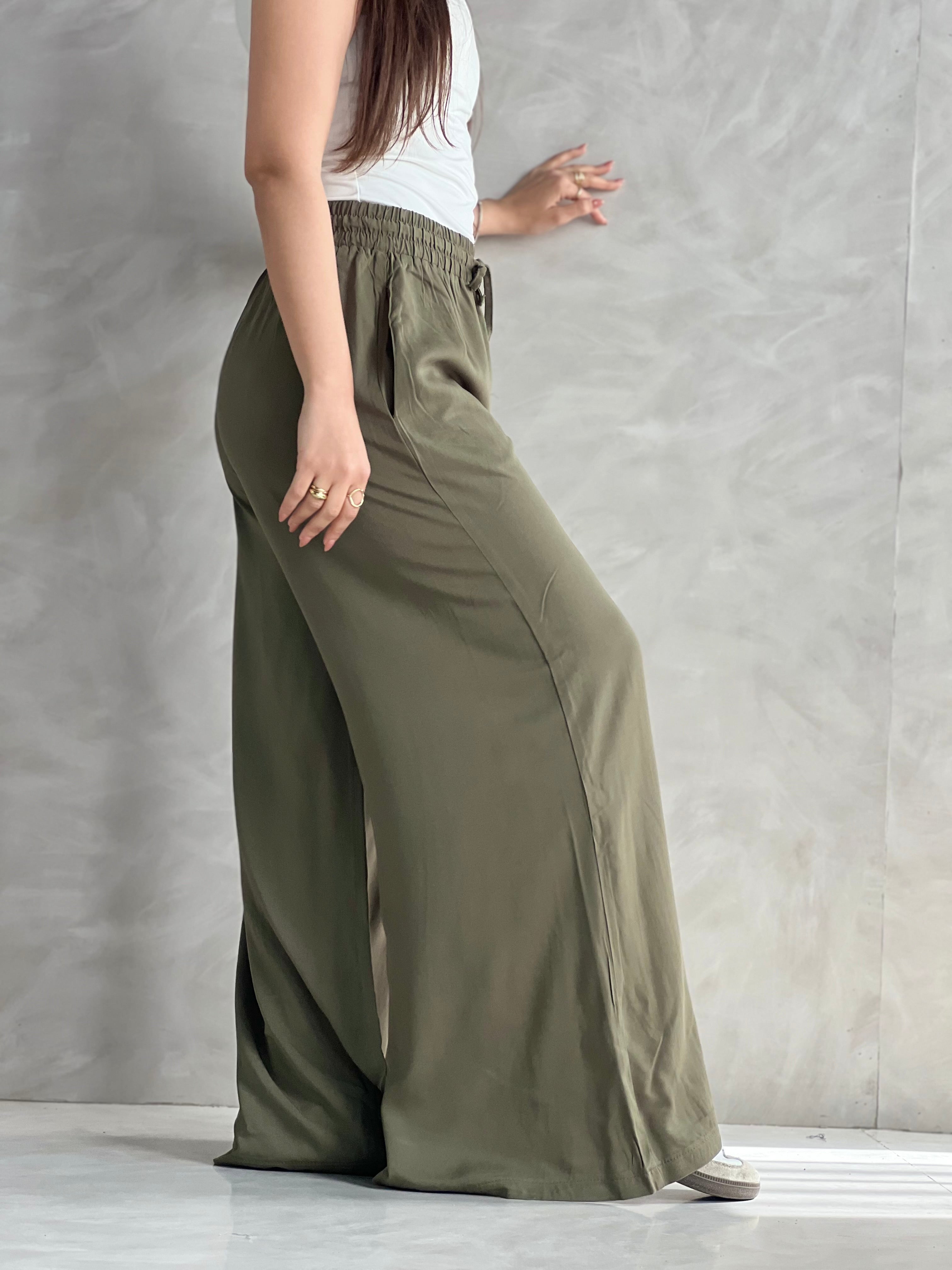 To-Go Summer Wide-Leg Linen Pants- Olive