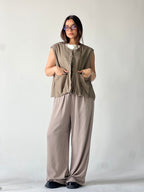 Oversized Cargo Zip Vest –Olive