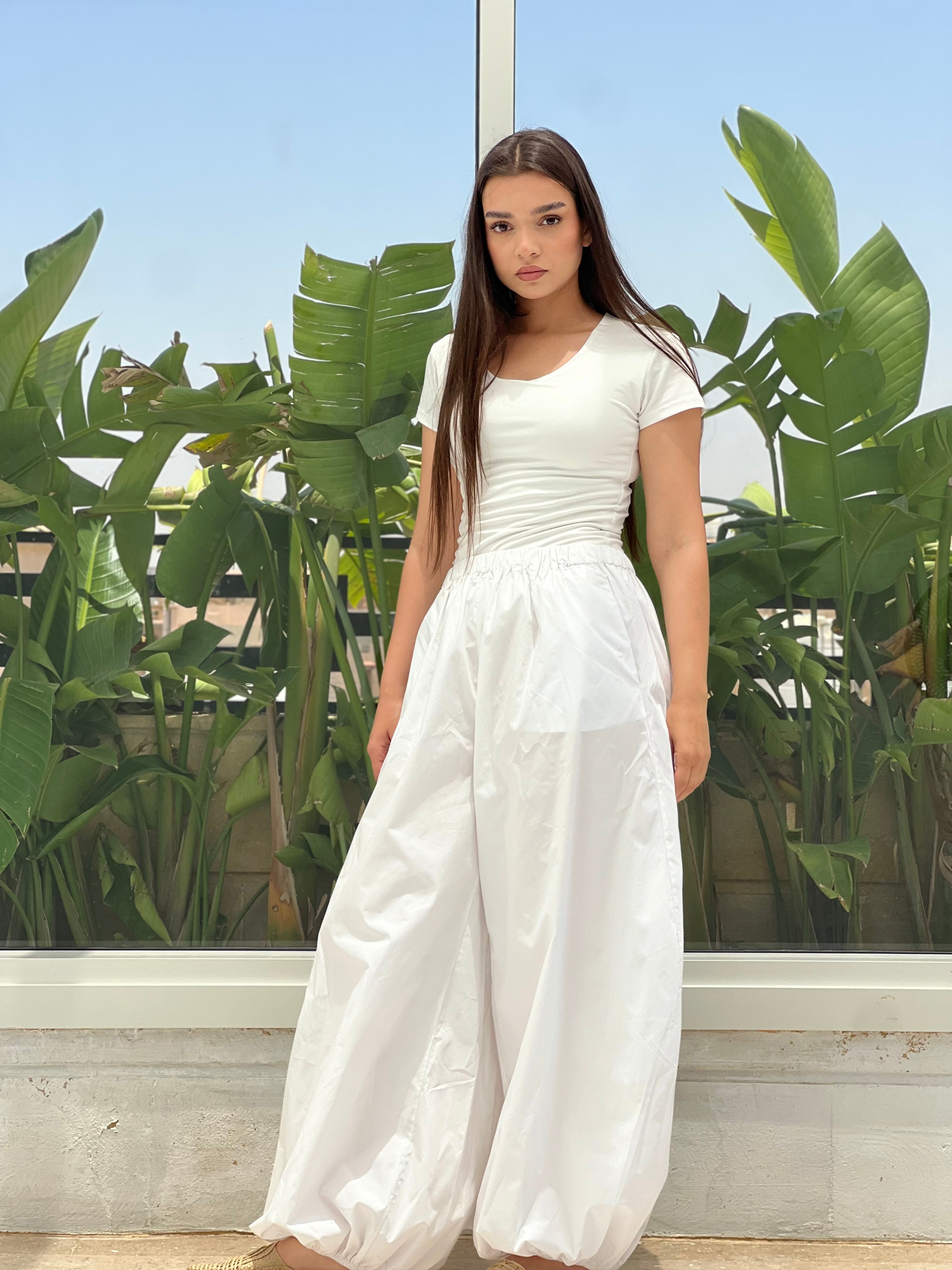 Oversized Balloon Pants-White