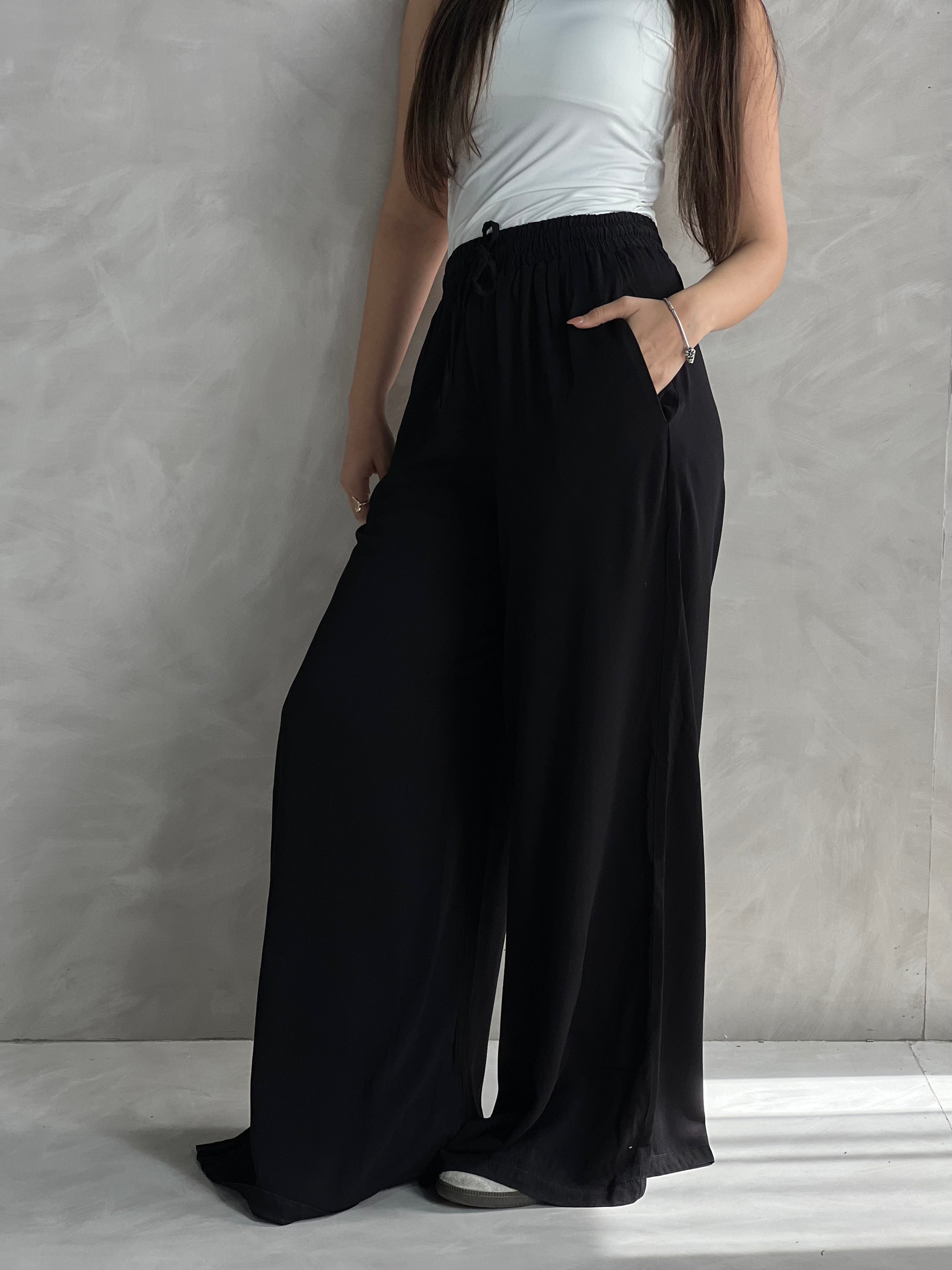 To-Go Summer Wide-Leg Linen Pants- Black
