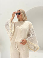 Moonlit Lace Set embroidered -off white