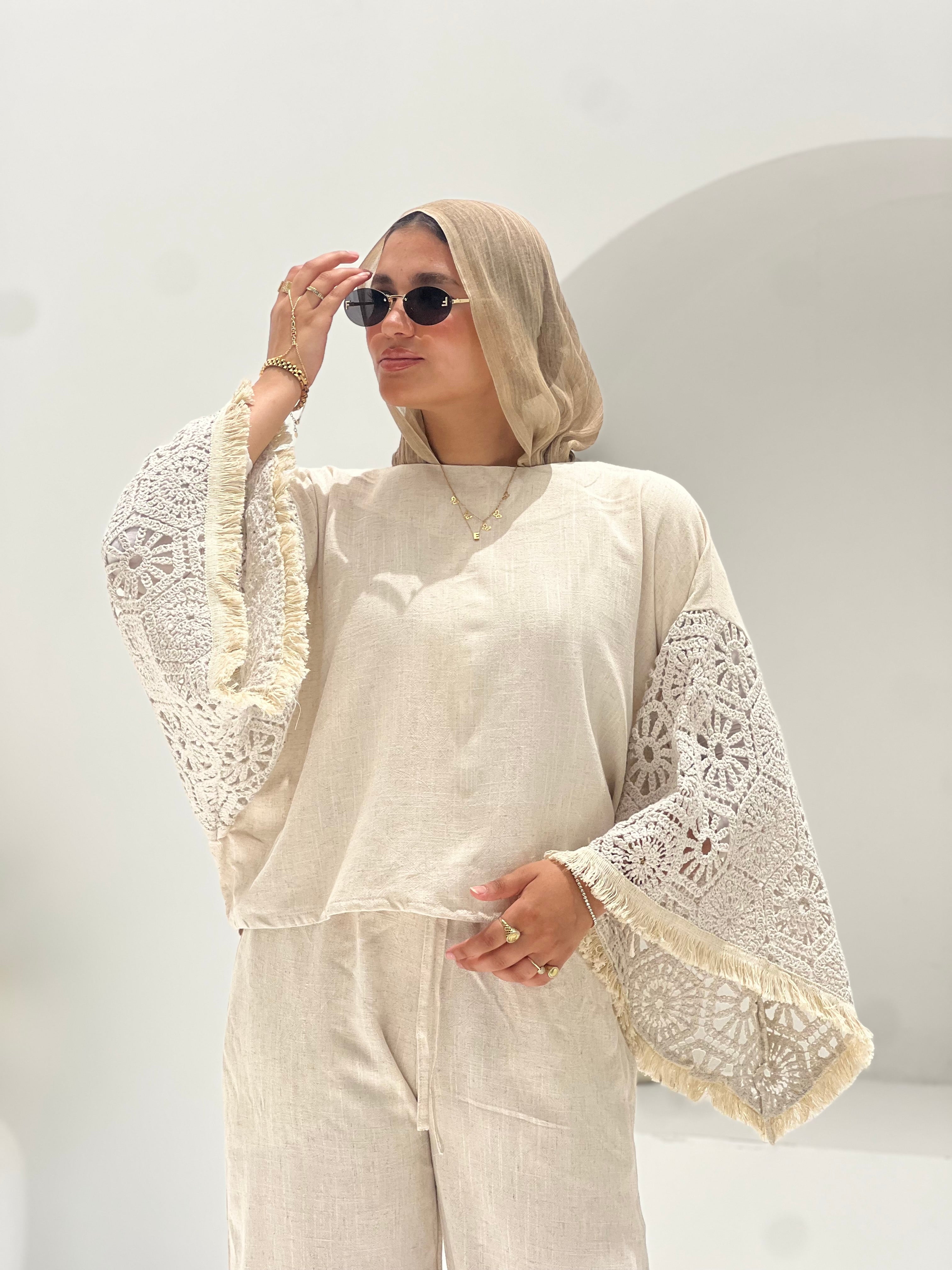 Moonlit Lace Set embroidered -off white