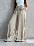 To-Go Summer Wide-Leg Linen Pants-Biege