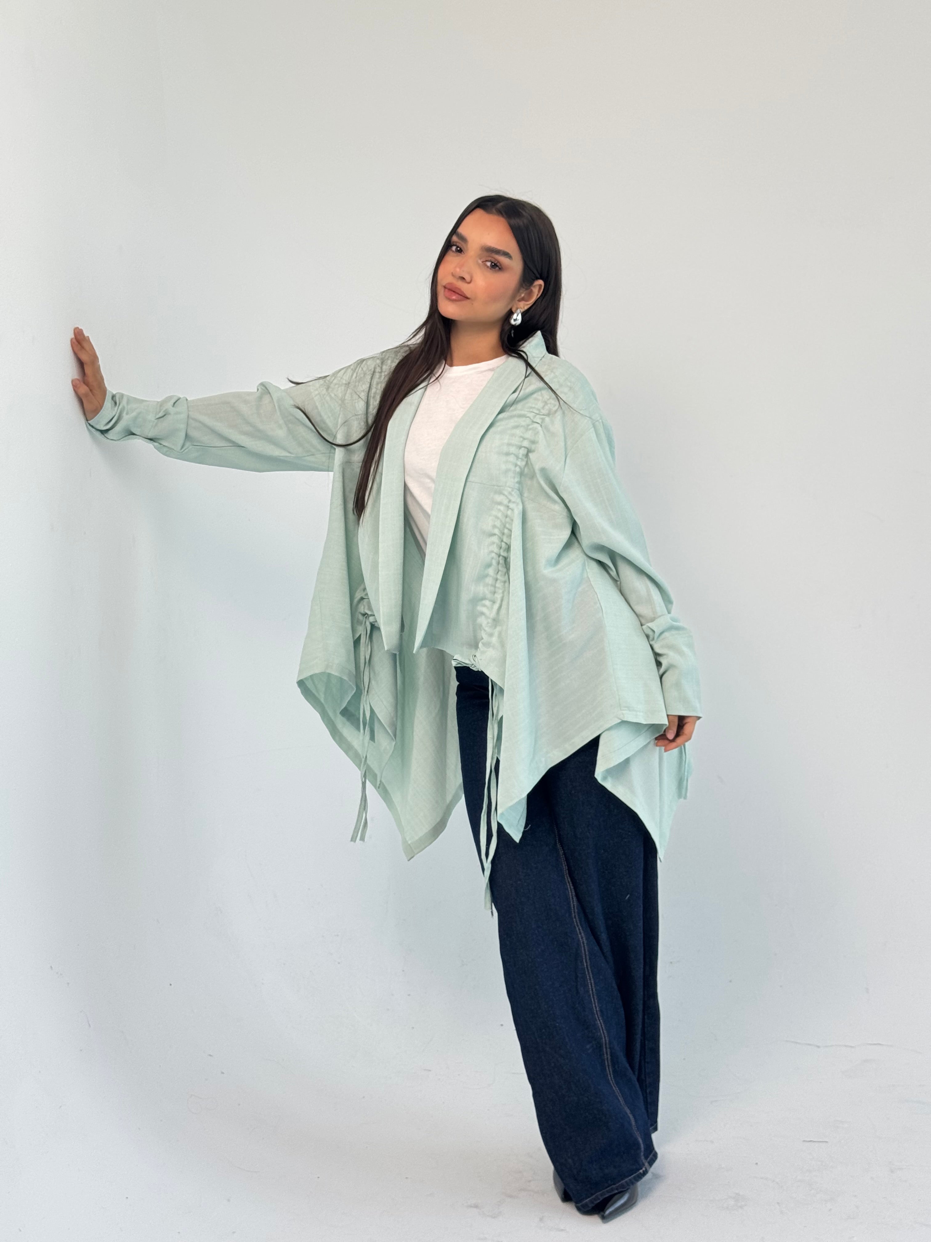 Fingers Linen Kimono- Mint