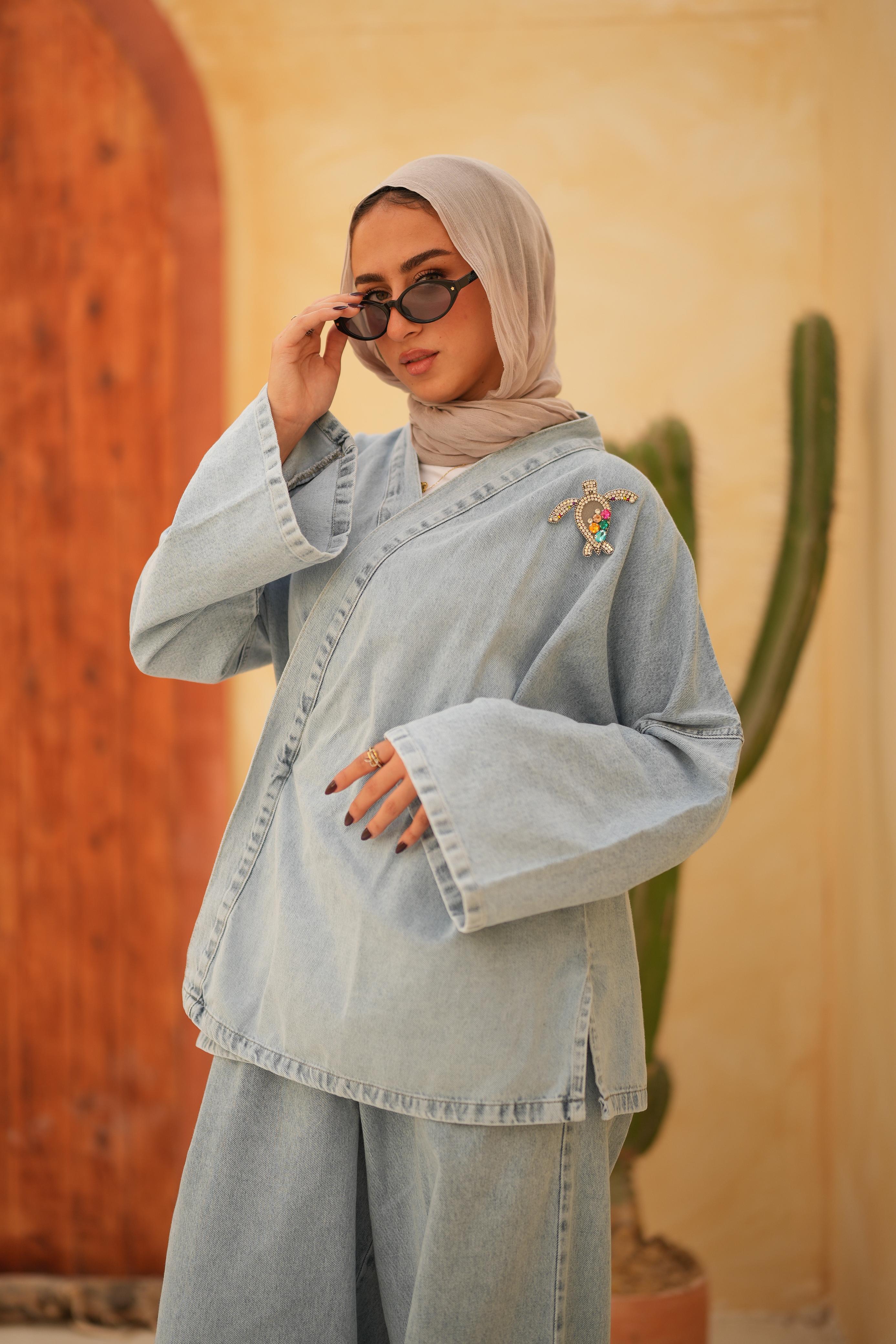 Criss Cross Essential Denim Jacket Only-Light Blue