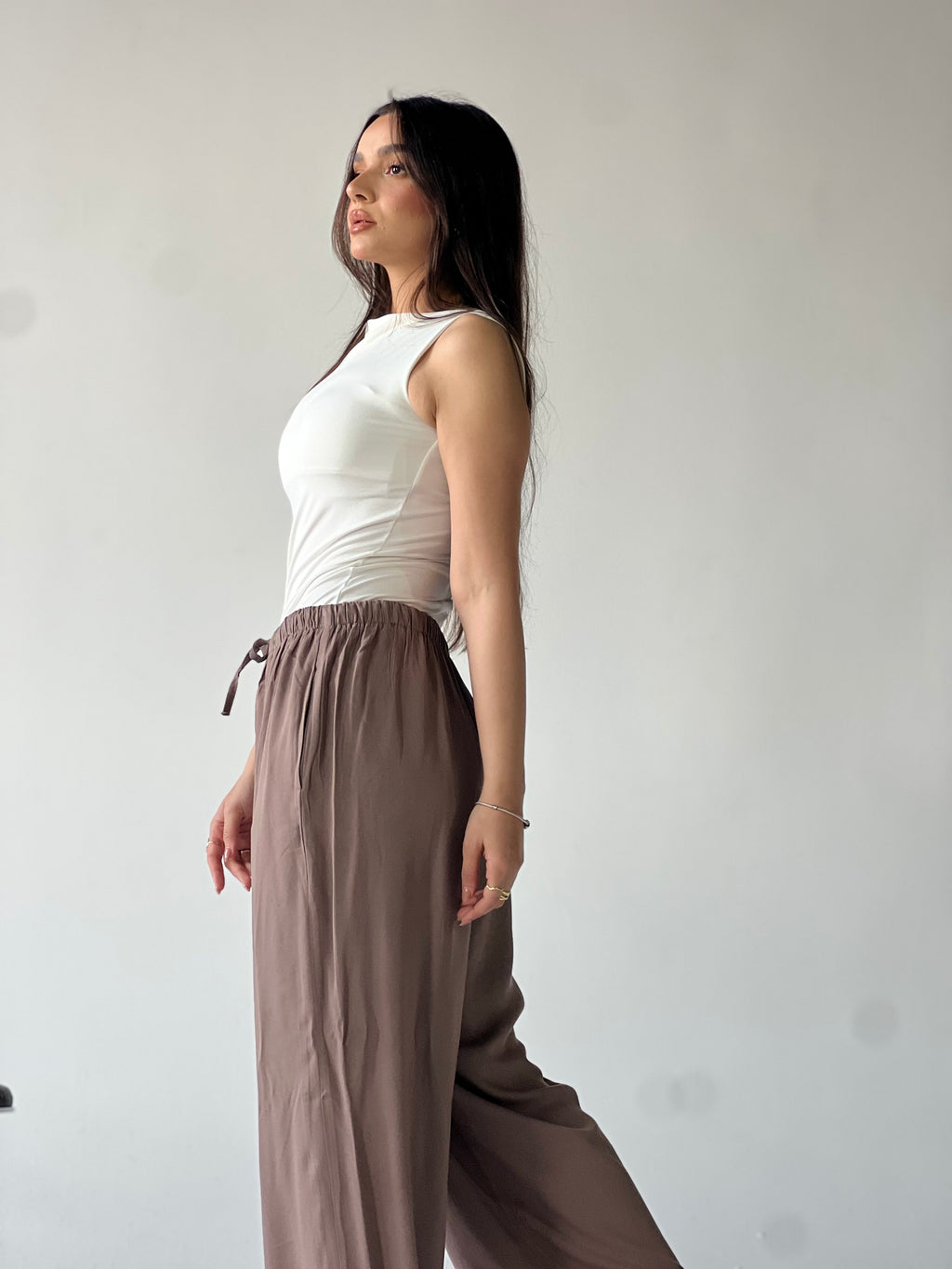 Summer Linen Elastic Waist Pants – Cafe