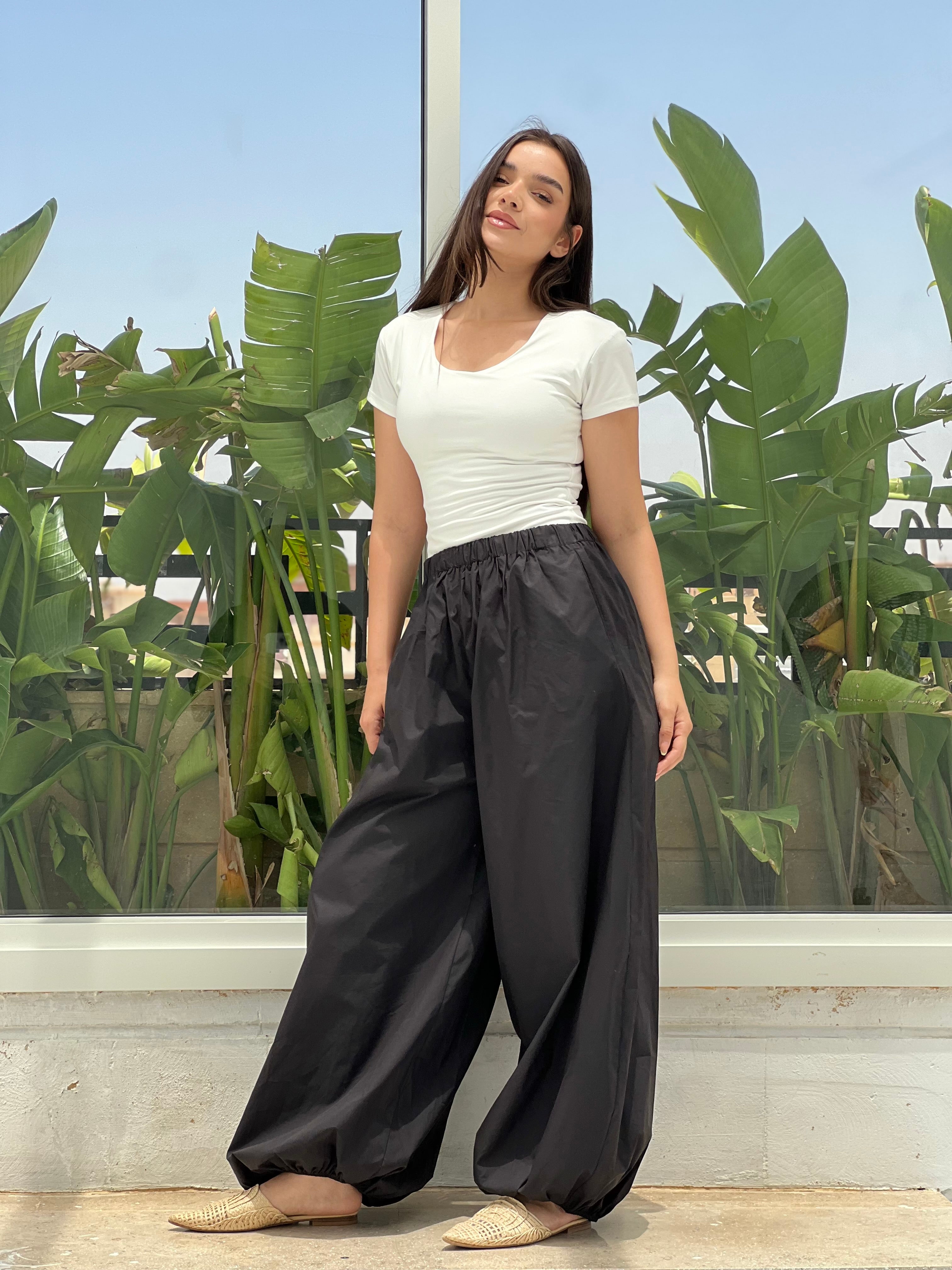Oversized Balloon Pants-Black