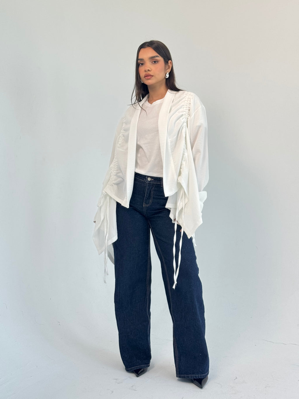 Fingers Linen Kimono- white